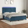 Image de vidaXL Sommier à lattes de lit matelas et LED Bleu foncé 180x200 cm