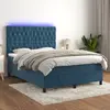 Image de vidaXL Sommier à lattes de lit matelas et LED Bleu foncé 140x190 cm