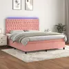 Image de vidaXL Sommier à lattes de lit matelas et LED Rose 180x200 cm Velours