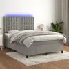 Image de vidaXL Sommier à lattes de lit matelas et LED Gris clair 140x190 cm