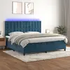Image de vidaXL Sommier à lattes de lit matelas et LED Bleu foncé 200x200 cm
