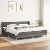Image de vidaXL Sommier à lattes de lit avec matelas Gris foncé 200x200cm Tissu