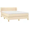 Image de vidaXL Sommier à lattes de lit avec matelas Crème 140x200 cm Tissu