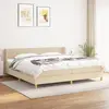 Image de vidaXL Sommier à lattes de lit avec matelas Crème 200x200 cm Tissu