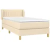 Image de vidaXL Sommier à Lattes de Lit et Matelas, Lit Rembourré, Lit Simple, Lit Adulte de Chambre à Coucher Intérieur, Moderne, Crème 90x190 cm Tissu