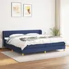 Image de vidaXL Sommier à lattes de lit avec matelas Bleu 200x200 cm Tissu