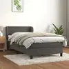 Image de vidaXL Sommier à lattes de lit et matelas Gris foncé 80x200 cm Velours