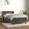 Image de vidaXL Sommier à lattes de lit et matelas Gris foncé 90x190 cm Velours