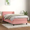 Image de vidaXL Sommier à lattes de lit avec matelas Rose 100x200 cm Velours