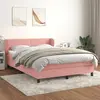 Image de vidaXL Sommier à lattes de lit avec matelas Rose 140x200 cm Velours