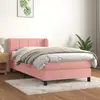 Image de vidaXL Sommier à lattes de lit avec matelas Rose 90x200 cm Velours
