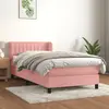 Image de vidaXL Sommier à lattes de lit avec matelas Rose 100x200 cm Velours