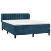 Image de vidaXL Sommier à lattes de lit et matelas Bleu foncé 140x200cm Velours