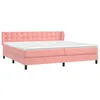 Image de vidaXL Sommier à lattes de lit avec matelas Rose 200x200 cm Velours