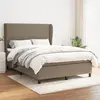 Image de vidaXL Sommier à lattes de lit avec matelas Taupe 140x190 cm Tissu