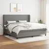 Image de vidaXL Sommier à lattes de lit avec matelas Gris foncé 200x200cm Tissu