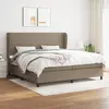Image de vidaXL Sommier à lattes de lit avec matelas Taupe 200x200 cm Tissu