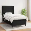 Image de vidaXL Sommier à lattes de lit avec matelas Noir 90x200 cm Tissu