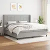 Image de vidaXL Sommier à lattes de lit avec matelas Gris clair 200x200cm Tissu