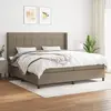 Image de vidaXL Sommier à lattes de lit avec matelas Taupe 200x200 cm Tissu