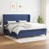 Image de vidaXL Sommier à lattes de lit avec matelas Bleu 200x200 cm Tissu