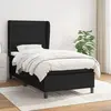 Image de vidaXL Sommier à lattes de lit avec matelas Noir 90x190 cm Tissu