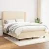 Image de vidaXL Sommier à lattes de lit avec matelas Crème 140x200 cm Tissu