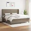 Image de vidaXL Sommier à lattes de lit avec matelas Taupe 200x200 cm Tissu