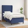 Image de vidaXL Sommier à lattes de lit avec matelas Bleu 90x200 cm Tissu
