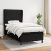 Image de vidaXL Sommier à lattes de lit avec matelas Noir 100x200 cm Tissu