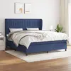 Image de vidaXL Sommier à lattes de lit avec matelas Bleu 180x200 cm Tissu