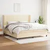 Image de vidaXL Sommier à lattes de lit avec matelas Crème 200x200 cm Tissu