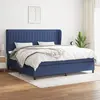 Image de vidaXL Sommier à lattes de lit avec matelas Bleu 200x200 cm Tissu
