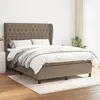 Image de vidaXL Sommier à lattes de lit avec matelas Taupe 140x200 cm Tissu
