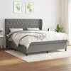 Image de vidaXL Sommier à lattes de lit avec matelas Gris foncé 160x200cm Tissu
