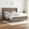Image de vidaXL Sommier à lattes de lit avec matelas Taupe 160x200 cm Tissu