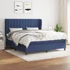 Image de vidaXL Sommier à lattes de lit avec matelas Bleu 180x200 cm Tissu
