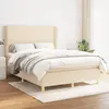 Image de vidaXL Sommier à lattes de lit avec matelas Crème 140x200 cm Tissu