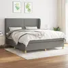 Image de vidaXL Sommier à lattes de lit avec matelas Gris foncé 180x200cm Tissu