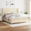 Image de vidaXL Sommier à lattes de lit avec matelas Crème 160x200 cm Tissu