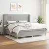 Image de vidaXL Sommier à lattes de lit avec matelas Gris clair 200x200cm Tissu