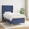 Image de vidaXL Sommier à lattes de lit avec matelas Bleu 90x190 cm Tissu