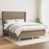 Image de vidaXL Sommier à lattes de lit avec matelas Taupe 140x190 cm Tissu