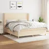 Image de vidaXL Sommier à lattes de lit avec matelas Crème 160x200 cm Tissu