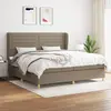 Image de vidaXL Sommier à lattes de lit avec matelas Taupe 200x200 cm Tissu