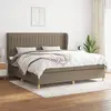 Image de vidaXL Sommier à lattes de lit avec matelas Taupe 200x200 cm Tissu