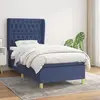Image de vidaXL Sommier à lattes de lit avec matelas Bleu 90x200 cm Tissu