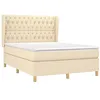 Image de vidaXL Sommier à lattes de lit avec matelas Crème 140x190 cm Tissu