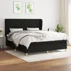 Image de vidaXL Sommier à lattes de lit avec matelas Noir 160x200 cm Tissu
