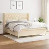 Image de vidaXL Sommier à lattes de lit avec matelas Crème 180x200 cm Tissu